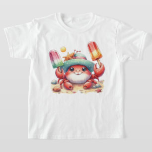 Camiseta Caranguejo de Vibrações de Verão com Picolés