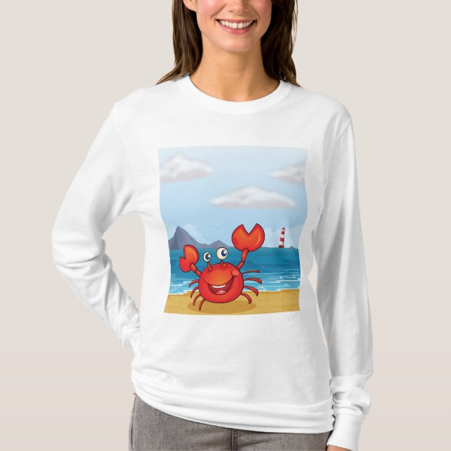 Camiseta Caranguejo Feliz na Praia com Farol (Frente)