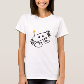 Camiseta Caranguejo Fofo Arte de Linha Única com Coração Ve