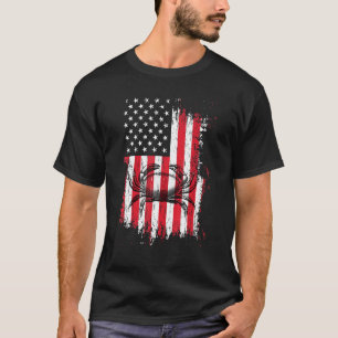 Camiseta Caranguejo Pescador Americano Bandeira 4 De Julho