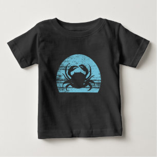 Camiseta Caranguejo Retro Vintage Anos 60 70 Pôr do Sol Azu