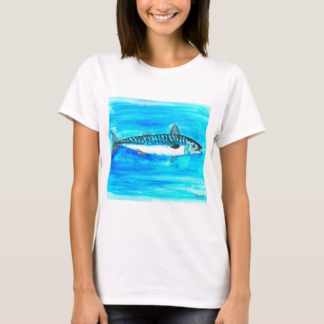 Camiseta Carapau aquarela oceano sob o mar (Frente)