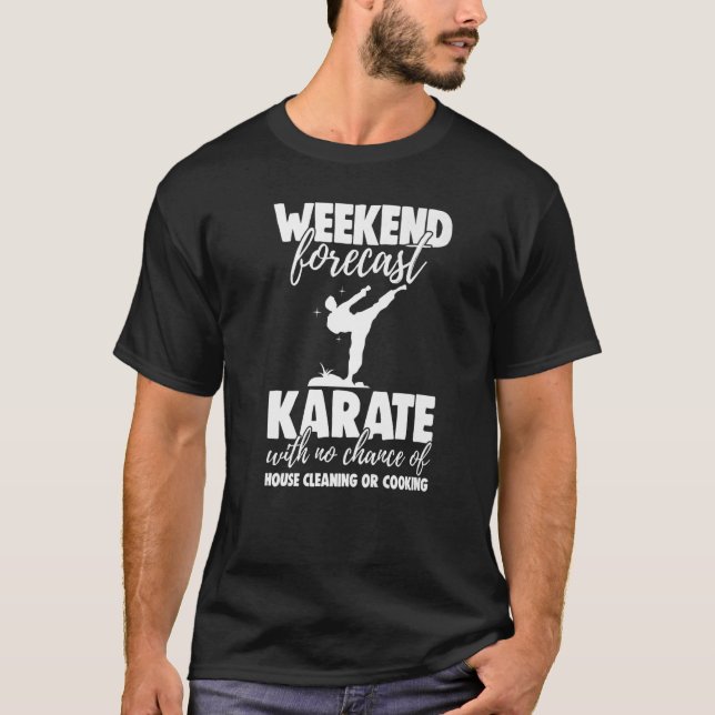 Camiseta Caratê de Previsão de Fim de Semana Sem Chance Hom (Frente)