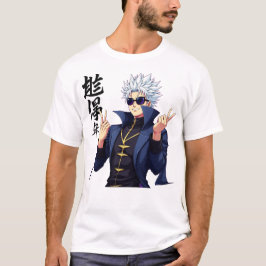 Camiseta Caráter Animo de Cabelo Branco na moda com Sunglas