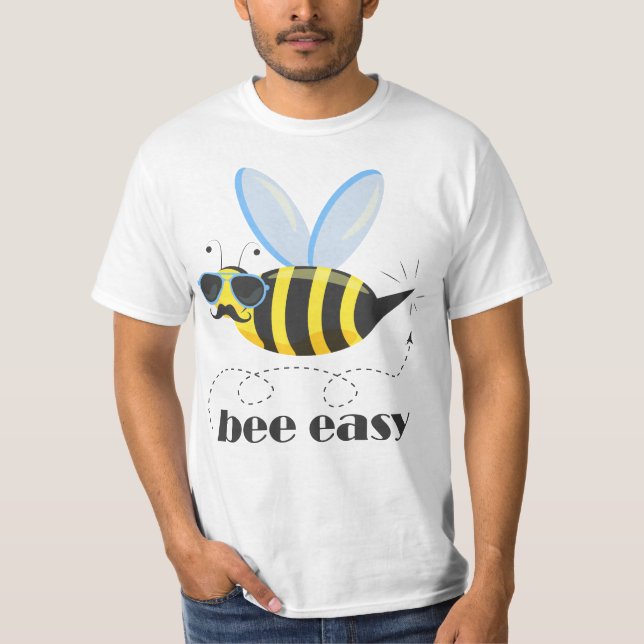 Camiseta Caráter de abelha com óculos de sol do bigode Abel (Frente)