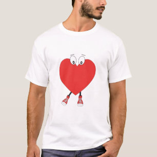 Camiseta Caráter de Amor com Curta Vermelho em Forma de Cor