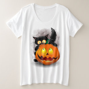 Camiseta Caráter de Dia das Bruxas Divertidas mordendo um A