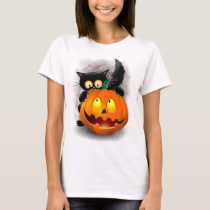 Camiseta Caráter de Dia das Bruxas Divertidas mordendo um A