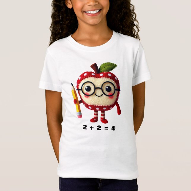Camiseta Caráter de Maçã Vermelha Cuta com Crianças de Equa (Frente)