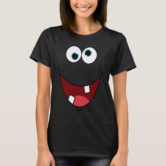 Camiseta Caráter de rosto monstro do bobo Fácil Costume de  (Frente)