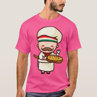 Camiseta Caráter de toon de chef de pizza italiana