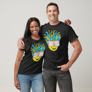 Camiseta Caráter engraçado sorridente com óculos cor-de-ros