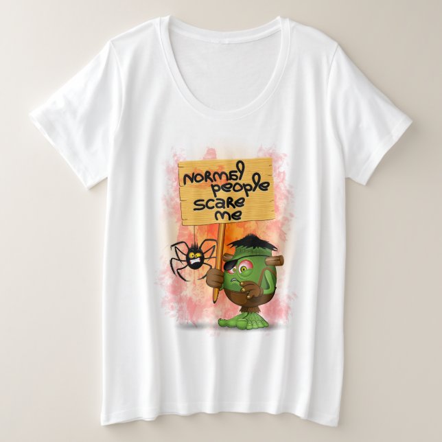 Camiseta Caráter Frankenstein 'Normal Pessoas Scare Me' (Frente do Design)