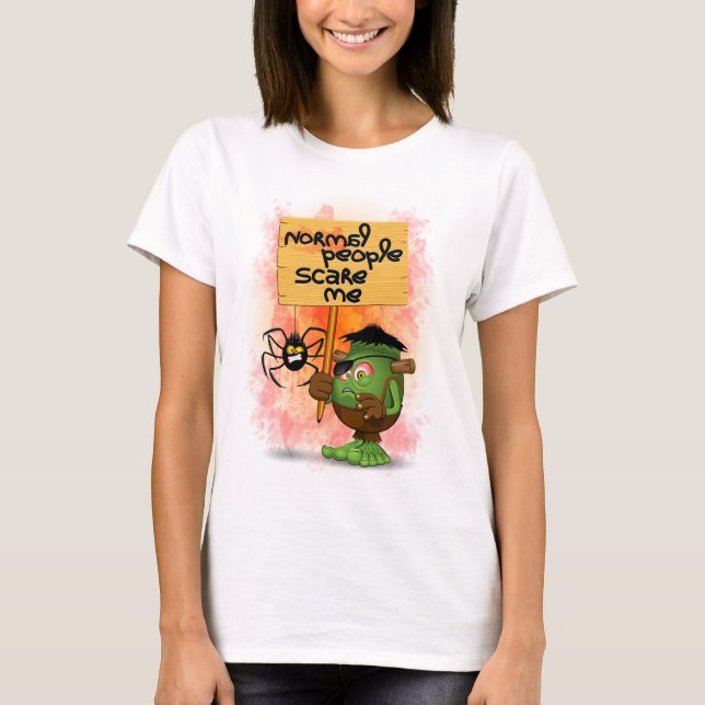 Camiseta Caráter Frankenstein 'Normal Pessoas Scare Me' (Frente)