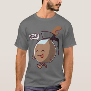 Camiseta Caráter Kawaii Do Pote Café Traga-O Na Segunda-Fei