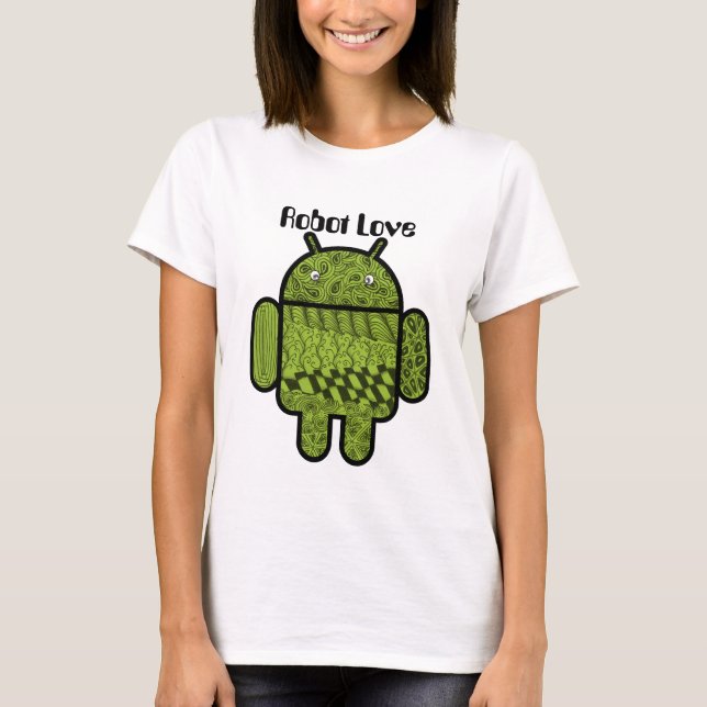 Camiseta Caráter Paisley Doodle para o robô Android™ (Frente)