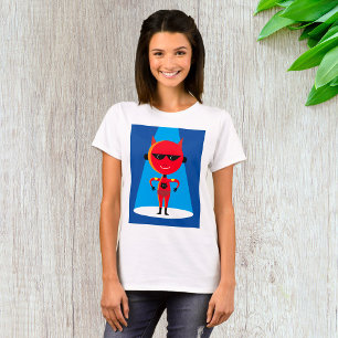Camiseta Caráter super-herói do diabo Vermelho e Azul negro