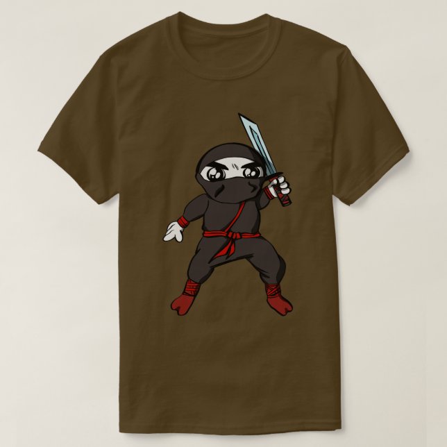 Camiseta Caráter Ton Ninja com Katana (Frente do Design)
