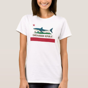 Camiseta Carcharodon Republic California Flag White Shark