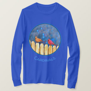 Camiseta Cardeais na pintura de cerca - Arte original