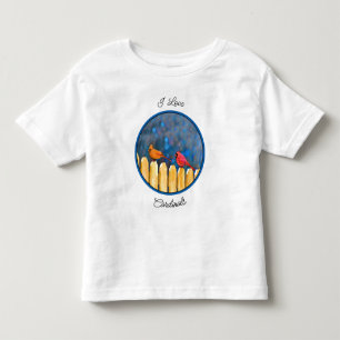 Camiseta Cardeais na pintura de cerca - Arte original