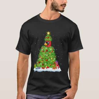 Camiseta Cardeal Bird Xmas Lighting Tree Engraçado Cardinho