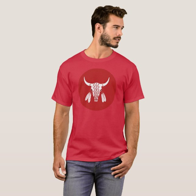 Camiseta Cardeal do Círculo Búfalo-Fantasma Vermel (Frente Completa)