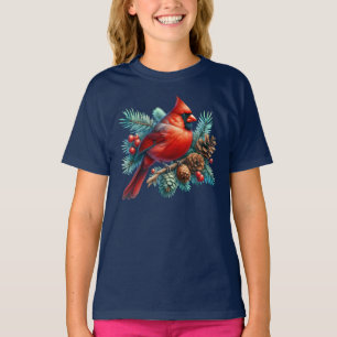 Camiseta Cardeal em Pine Branch com Berries de inverno