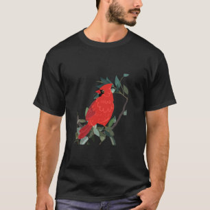 Camiseta Cardeal norte Pássaro vermelho no galho da árvore 