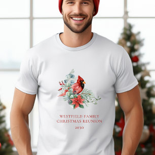 Camiseta Cardeal Vermelho da Reunião da Família Natal