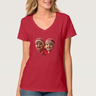 Camiseta cardíaca feminina adiciona duas fotos