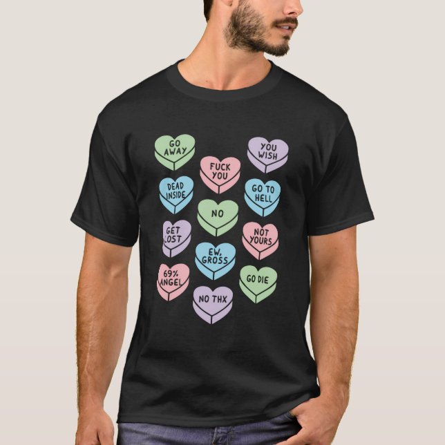 Camiseta Cardíaco Amargo Escuro Humor Anti-Dia (Frente)