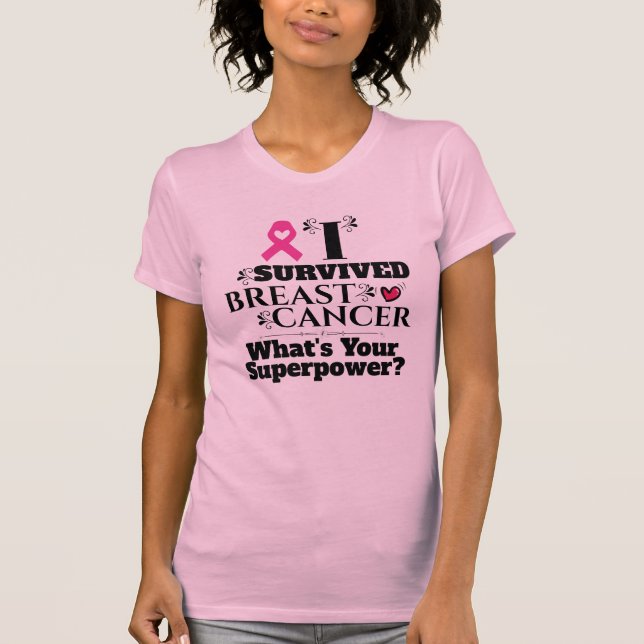 Camiseta Cardíaco de inscrição em fita rosa, sobrevivente d (Frente)