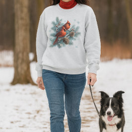 Camiseta Cardiais na Neve Vida Selvagem de Inverno