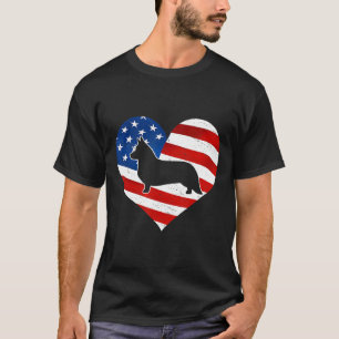 Camiseta Cardigan de Corgi Galês com Bandeira Americana Imp