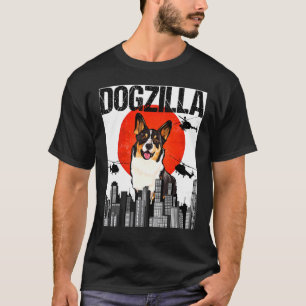 Camiseta Cárdigan Vintage Japonês Dogzilla Welsh Corgi