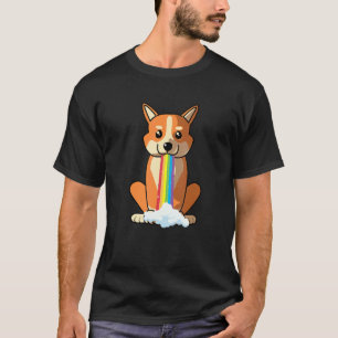 Camiseta Cardigan Welsh Cor Cão Arco-íris que Irradia Posit