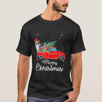 Camiseta Cardigan Welsh Corgi Anda Caminhão Vermelho Natal