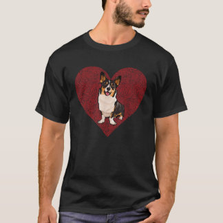 Camiseta Cardigan Welsh Corgi Dia de os namorados Cão Cacho
