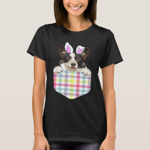 Camiseta Cárdigan Xadrez de Páscoa Corgi Galês Coelho Cacho