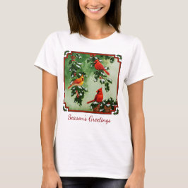 Camiseta Cardinais Vermelhos do Norte e Azevinho