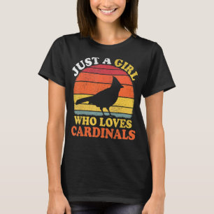 Camiseta Cardinal Bird Vintage Apenas Uma Menina Que Adora 