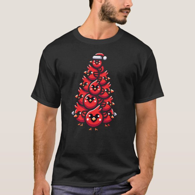 Camiseta Cardinal Birds Christmas Tree Funny Cardinal Birds (Frente)