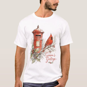 Camiseta Cardinal de Natal e Caixa de Correio Vermelha