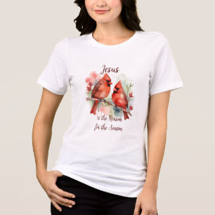 Camiseta Cardinal Vermelho de Natal Jesus Razão da Temporad