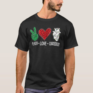 Camiseta Cardiologia Paz Amor Xmas Ilumina Enfermeira Cardí