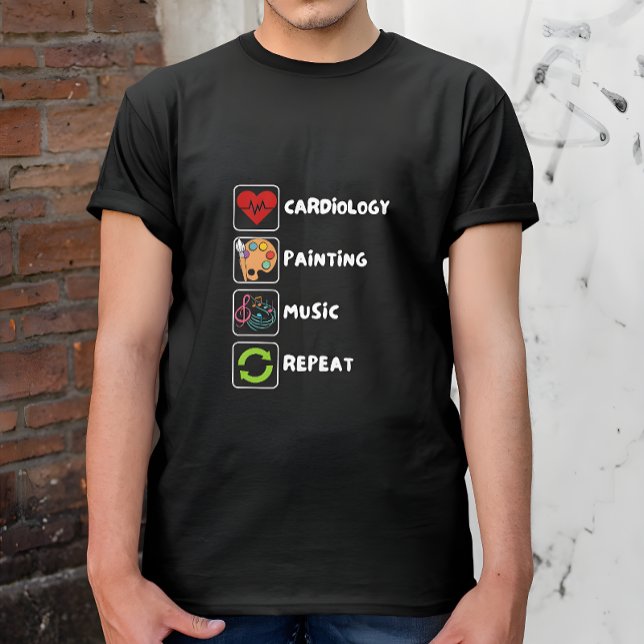 Camiseta Cardiologia, Pintura, Música, Repetição do pintor  (Criador carregado)