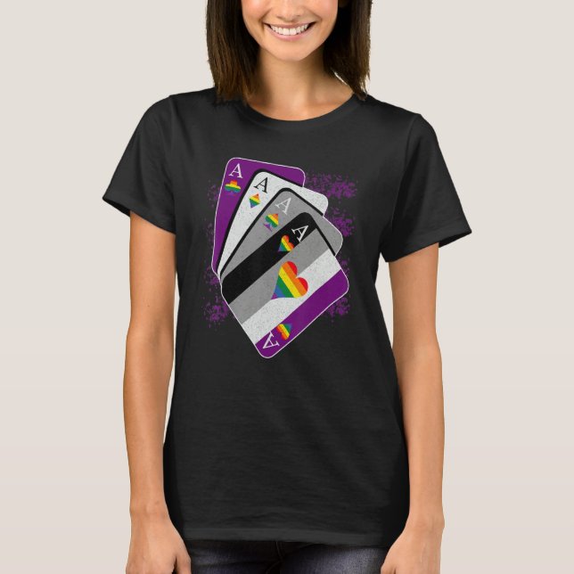 Camiseta Cards Asexual Heart Rainbow LGBT LGBTQ Pride (Frente)