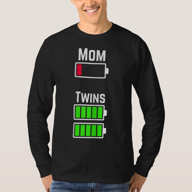 Camiseta Carga de bateria fraca da mãe gêmea penteada (Frente)