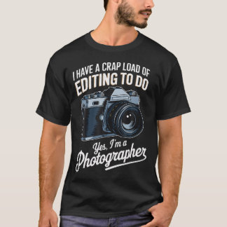Camiseta Carga De Edição Cameraman Foto Câmera Foto Engraça